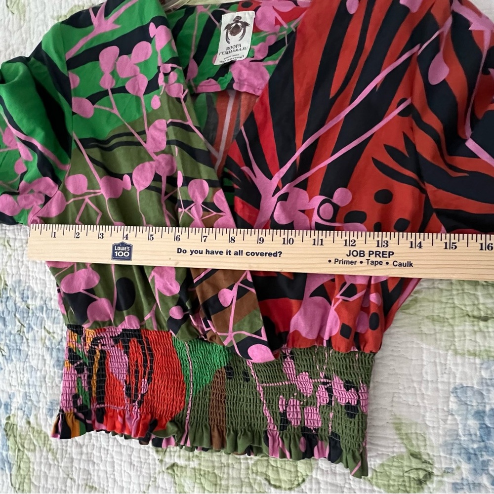 Anthropologie Roopa Pemmaraju multi color Faux wrap blouse Small - Picture 7 of 12